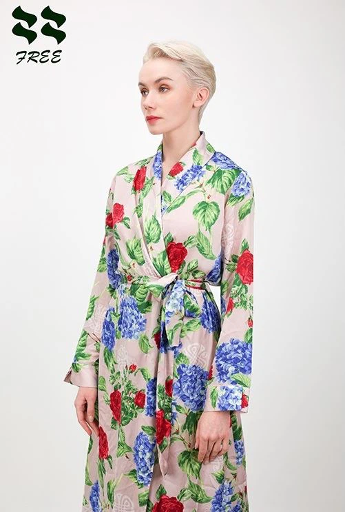 Floral Print Night Wear Gown Bath Gown For Ladies Manufacturer