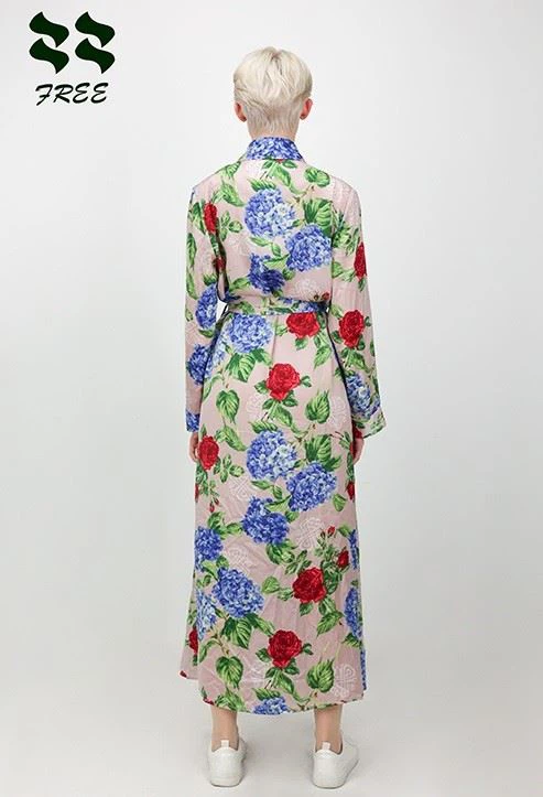 Floral Print Night Wear Gown Bath Gown For Ladies Manufacturer