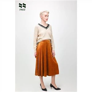 دامن ماکسی چین دار مخمل چین دار روشن