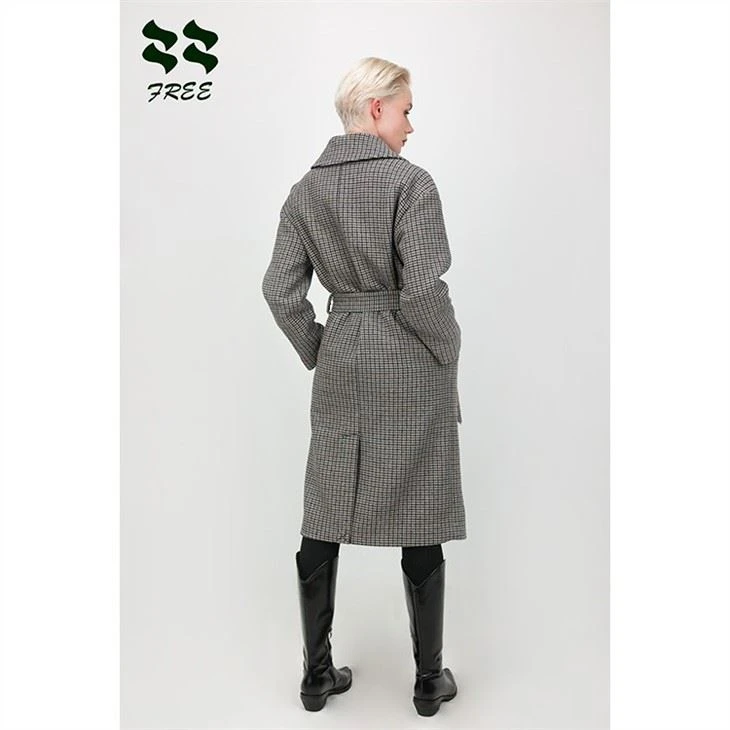 Womens Long Casual Check Coat With Pockets